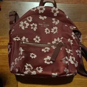 kate spade | Bags | Kate Spade Floral Burgundy Backpack  display picture 2